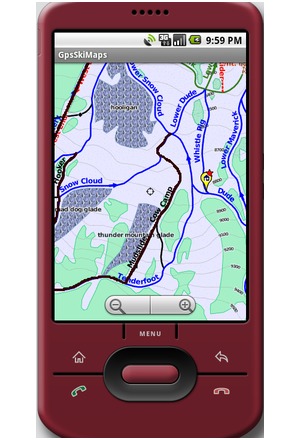 Track overlay on the gps ski app