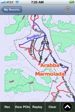Arabba-Marmolada ski map - iPhone Ski App