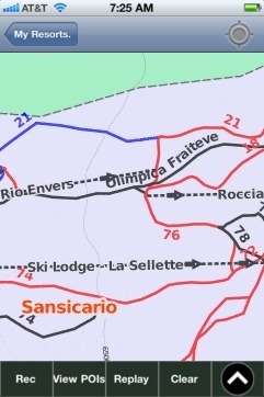 Sansicario ski map - iPhone Ski App
