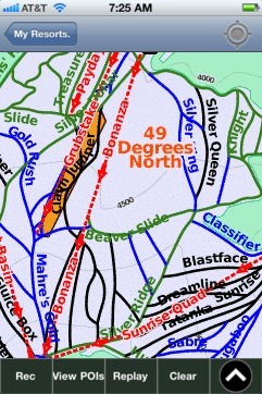 49 Degrees North ski map - iPhone Ski App